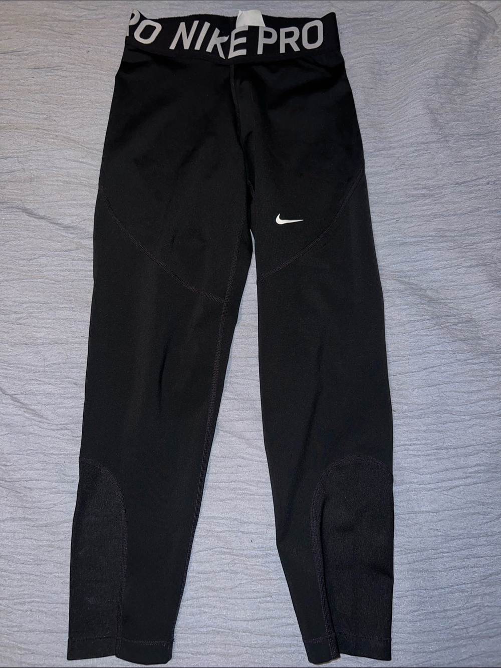 Nike Black Capri Leggings with White Swoosh and NIKE PRO Waistband